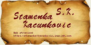Stamenka Kačunković vizit kartica